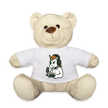 Gamer Unicorn mit Headset-Raserei-Modus - Teddy - Sonnengelb - Vorne