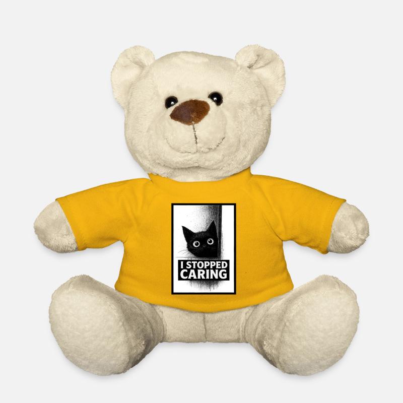 Stopped Caring Cat - Teddy Bear - sun yellow