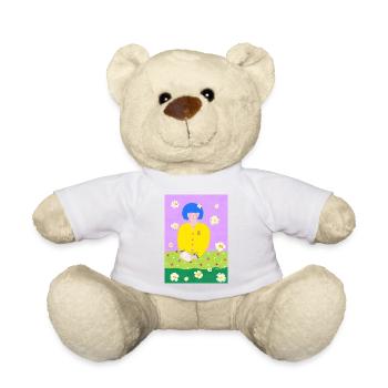 Femme lectrice dans le jardin - Nounours - jaune soleil - Devant
