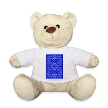 Geometric Playing Card Vector Art Blue - Teddy Bear - sun yellow - Front