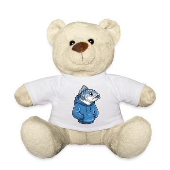 Dessin animé drôle de poisson-pêcheur avec un sweat à capuche - Nounours - jaune soleil - Devant