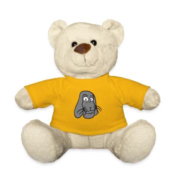 Bunny Rabbit Funny Face Grimace Grin - Teddy Bear - sun yellow - Front