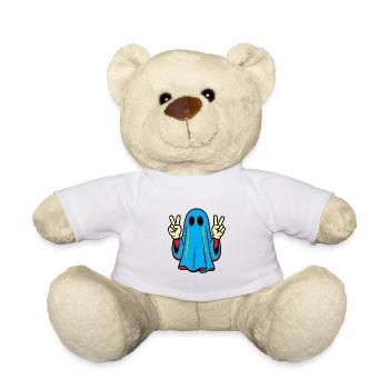 Imprimé fantôme ludique avec signe de paix - Nounours - jaune soleil - Devant