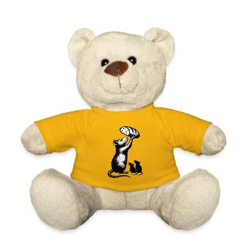 Rat soulevant une miche de pain – illustration graphique - Nounours - jaune soleil - Devant
