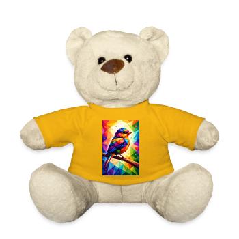 Farbenfroher Vogel im geometrischen Mosaik - Teddy - Sonnengelb - Vorne