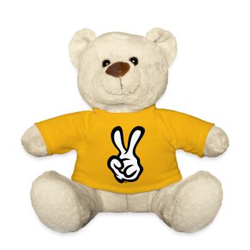 Victory Hand Sign (Left Hand / POS / 2C) - Teddy Bear - sun yellow - Front