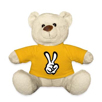 Victory Hand Sign (Right Hand / POS / 2C) - Teddy Bear - sun yellow - Front