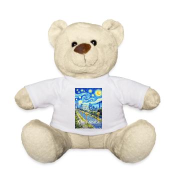 Addis Ababa Night Skyline Art - Teddy Bear - sun yellow - Front