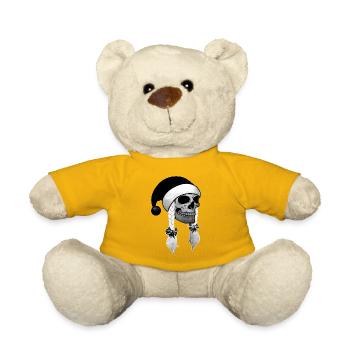 Crâne Femme Noël Bonnets tresses - Nounours - jaune soleil - Devant