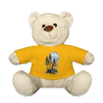 Mondschein Wald Aquarell Silhouette - Teddy - Sonnengelb - Vorne