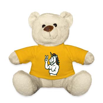 Illustration du signe de paix de la licorne - Nounours - jaune soleil - Devant