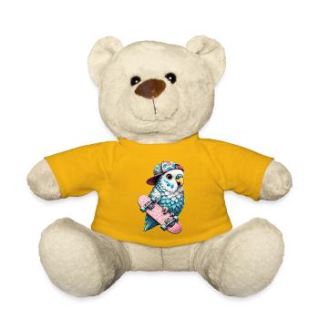 Cool Skateboard Bird with Cap – Streetstyle Desi - Teddy Bear - sun yellow - Front