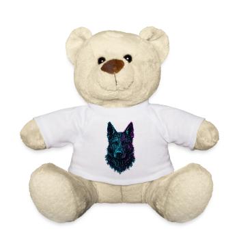 German Shepherd Cyber Tech Neon Design - Teddy Bear - sun yellow - Front