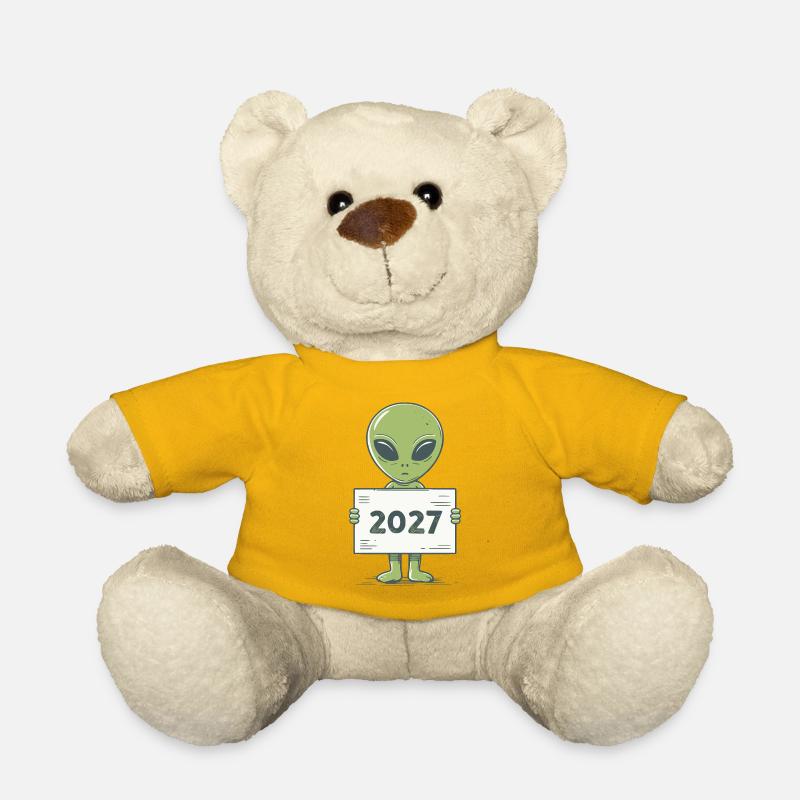 grünes Alien - Teddy - Sonnengelb