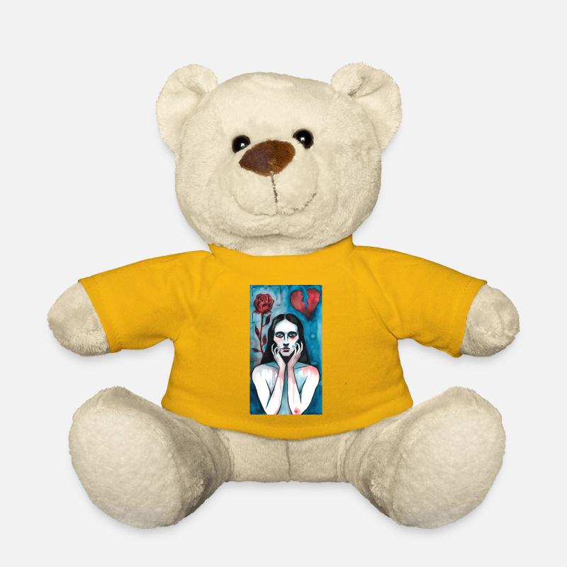 Amour brisé, dame en deuil - Nounours - jaune soleil