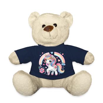 Einhorn Kinder Blumen Mädchen Fabeltier - Teddy - French Navy - Vorne