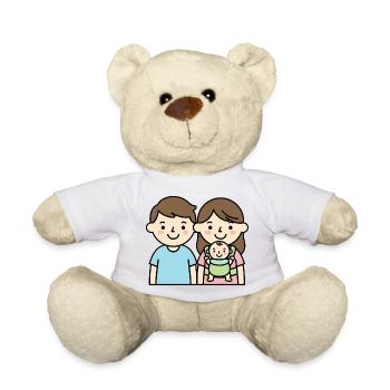 Junge Familie mit Baby | Süße Eltern Cartoon - Teddy - Sonnengelb - Vorne