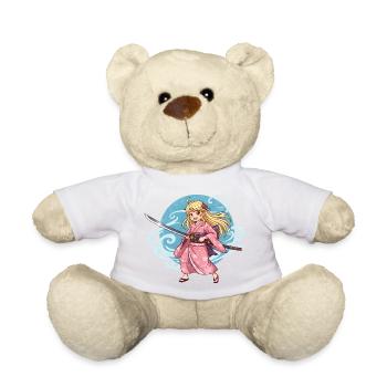 Fille samouraï d’anime en kimono avec un katana - Nounours - jaune soleil - Devant