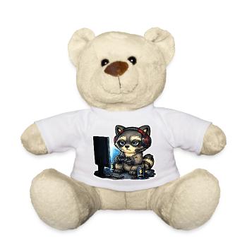 Gaming Raccoon – Gamer Waschbär mit Controller - Teddy - Sonnengelb - Vorne