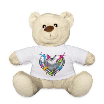 Metal heart with color shower - Teddy Bear - sun yellow - Front