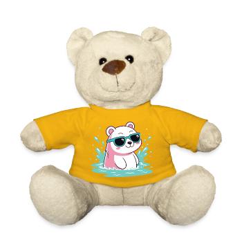 Aquatic Polar Bear in Cool Glasses - Teddy Bear - sun yellow - Front