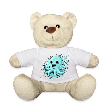 Happy Octopus Cartoon - Teddy Bear - sun yellow - Front