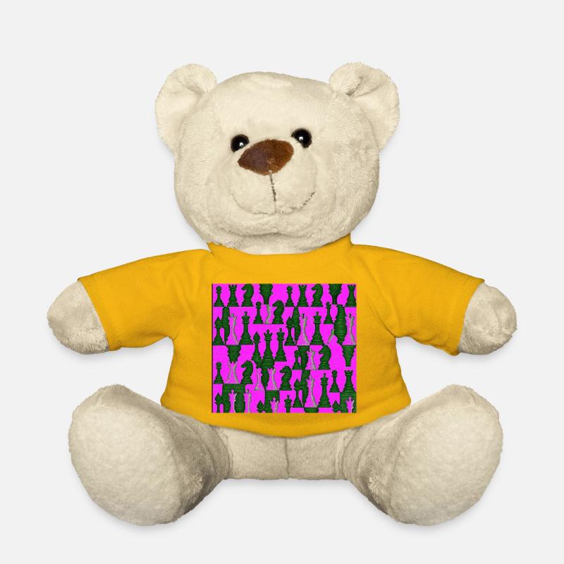 Chess pattern in bright colors - Teddy Bear - sun yellow