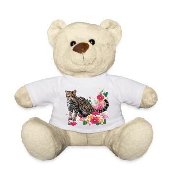 Floraler Leopard mit Blüten - Teddy - Sonnengelb - Vorne