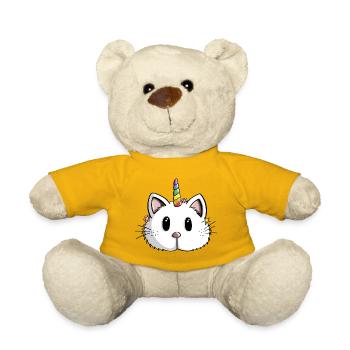 Drôle de chat licorne arc-en-ciel de Kawaii - Caticorn - Nounours - jaune soleil - Devant