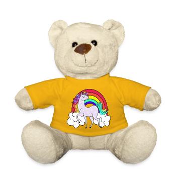 Einhorn mit Regenbogen und Wolken - Teddy - Sonnengelb - Vorne