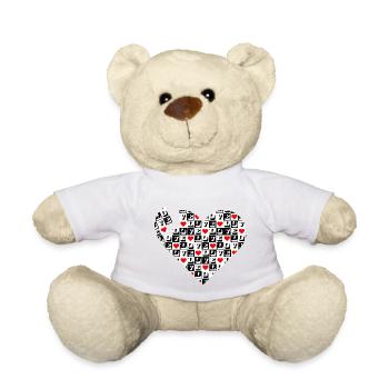 Cœur Love Bloc Noir Rouge - Nounours - jaune soleil - Devant