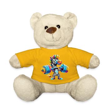 Colorful zebra with dumbbell barbell - Teddy Bear - sun yellow - Front