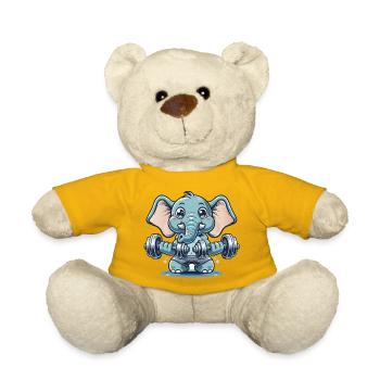 Éléphant de dessin animé mignon faisant de la musculation - Nounours - jaune soleil - Devant