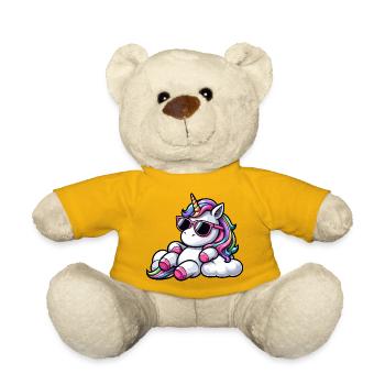 Cool Unicorn Sunglasses Chill Clouds Sky - Teddy Bear - sun yellow - Front