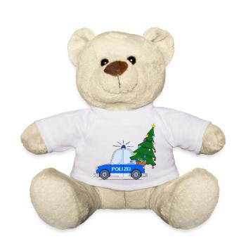 Voiture de police Noël Arbre de Noël Bleu - Nounours - jaune soleil - Devant