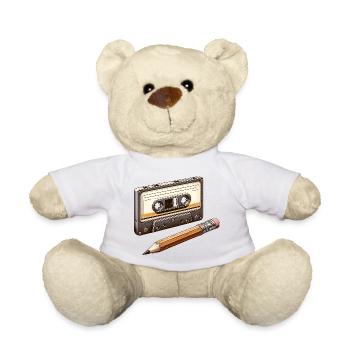 Cassette crayon des années 80 90 mémoire cadeau - Nounours - jaune soleil - Devant