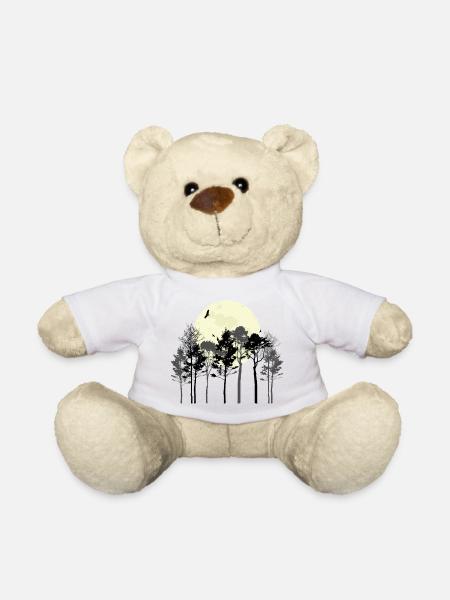 Celestial Forest Silhouette Design - Teddy Bear - sun yellow