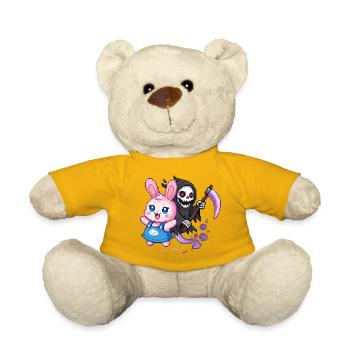 Pastel Goth Bunny Meets Grim Reaper Pixel Art - Teddy Bear - sun yellow - Front