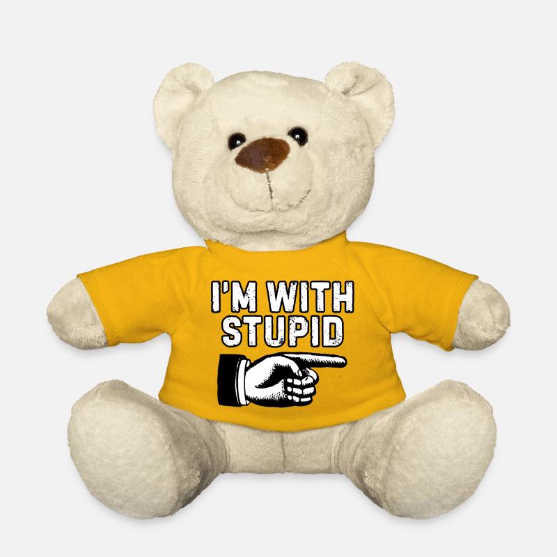I'm With Stupid Index Finger - Teddy Bear - sun yellow