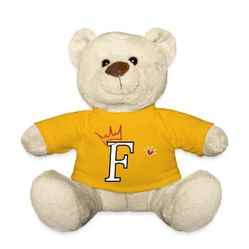 Buchstabe f Kronenherz - Teddy - Sonnengelb - Vorne