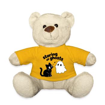 Süße Katze trifft Geist | Minimal Halloween Motiv - Teddy - Sonnengelb - Vorne
