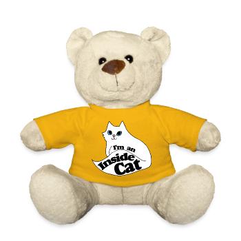 Inside Cat Cartoon Slogan Tee - Nounours - jaune soleil - Devant