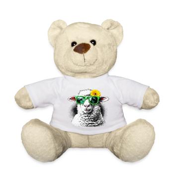 Modernes Schaf – Blume Gerbera Sonnenbrille Kunst - Teddy - Sonnengelb - Vorne
