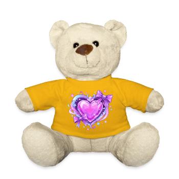 Lila Kristallherz mit Schleifen - Teddy - Sonnengelb - Vorne