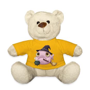 Poisson-Blobfish Drôle - Chapeau de Sorcière et Chaudron Magique - Nounours - jaune soleil - Devant