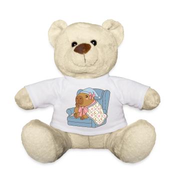 Sleepy Capybara Moonlit Blanket -Pastel Lullaby  - Teddy Bear - sun yellow - Front