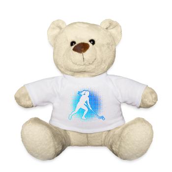 Geschenkidee für die Hockeyspielerin mit Unihockey - Teddy - Sonnengelb - Vorne