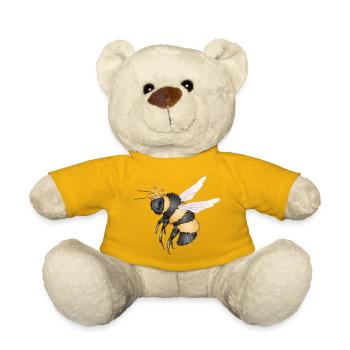 Drawing of a flying bumblebee with crown - Teddy Bear - sun yellow - Front
