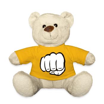 Faust geballte Faust fist bump cool Logo Symbol - Teddy - Sonnengelb - Vorne