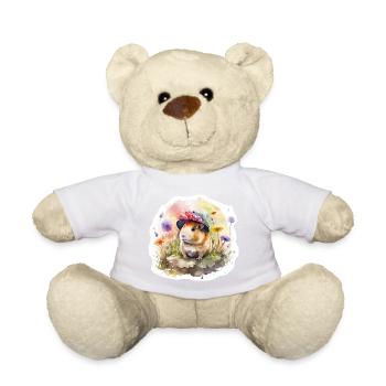 Guinea pigs in flower meadow - Teddy Bear - sun yellow - Front